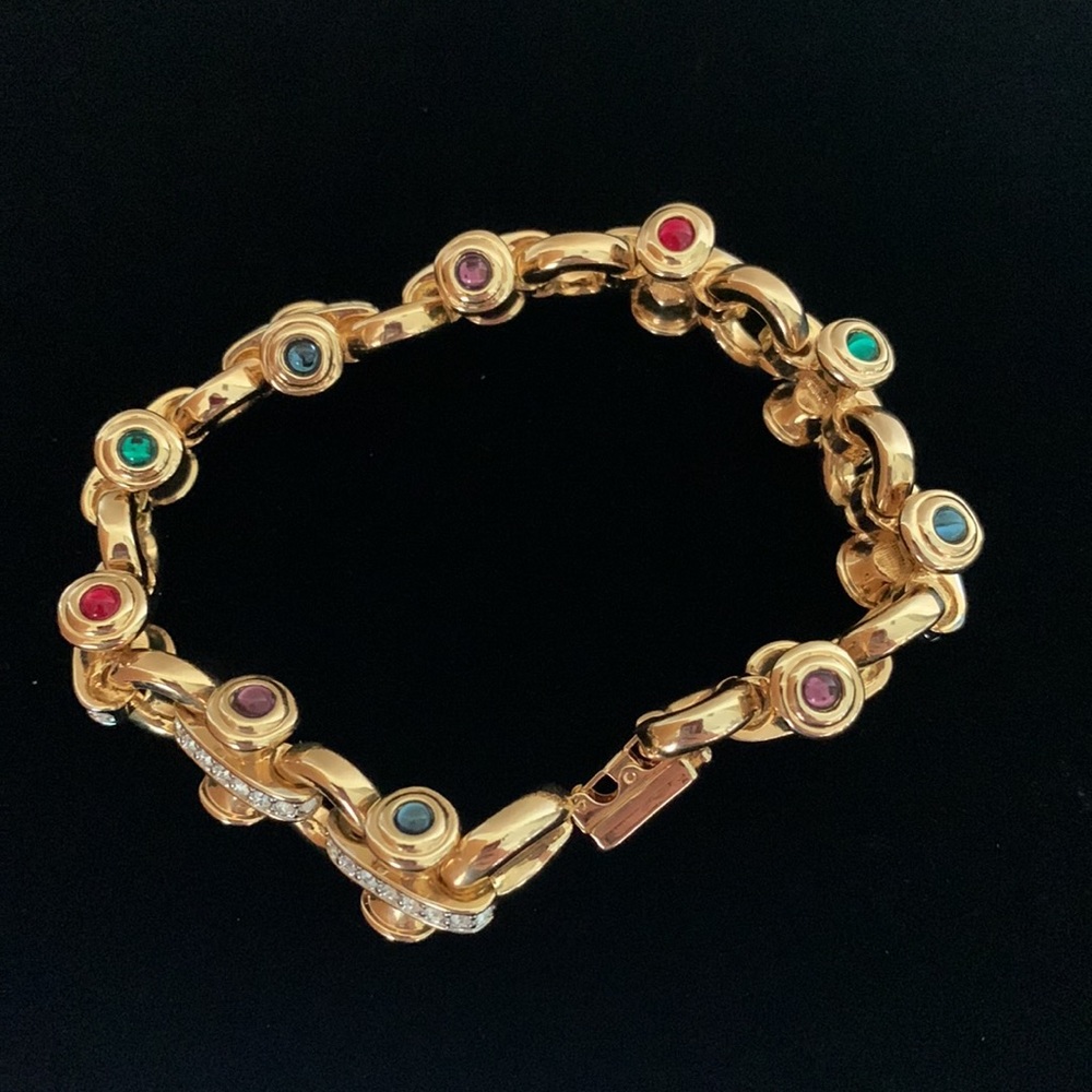 Vintage Swarovski Swan Logo Charm Bracelet with Color stones - Picture 2 of 6